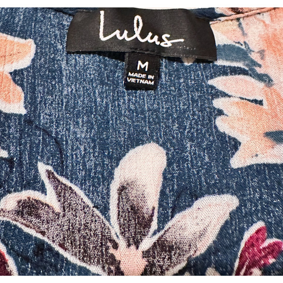 Lulus Teal Green Floral V Neck Faux Wrap Long Sleeve Romper Medium - Picture 9 of 10